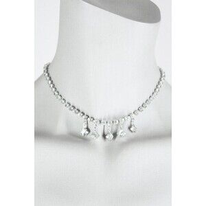 Vintage 1950s 50s Minimal Rhinestone Dangle Choker Necklace